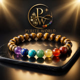 Pyrite World Tiger Eye Bracelet | Natural Tiger Eye Stone Beaded Bracelet for Courage, Protection, Confidence, Positive Energy & Daily Wear