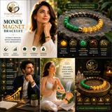 Pyrite World Money Magnet Bracelet for Men & Women | Natural Citrine, Pyrite, Green Aventurine, Tiger Eye & Golden Pyrite Crystal Beaded Bracelet | Wealth, Prosperity, Success, Positive Energy & Gift