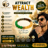 Pyrite World Money Magnet Bracelet for Men & Women | Natural Citrine, Pyrite, Green Aventurine, Tiger Eye & Golden Pyrite Crystal Beaded Bracelet | Wealth, Prosperity, Success, Positive Energy & Gift