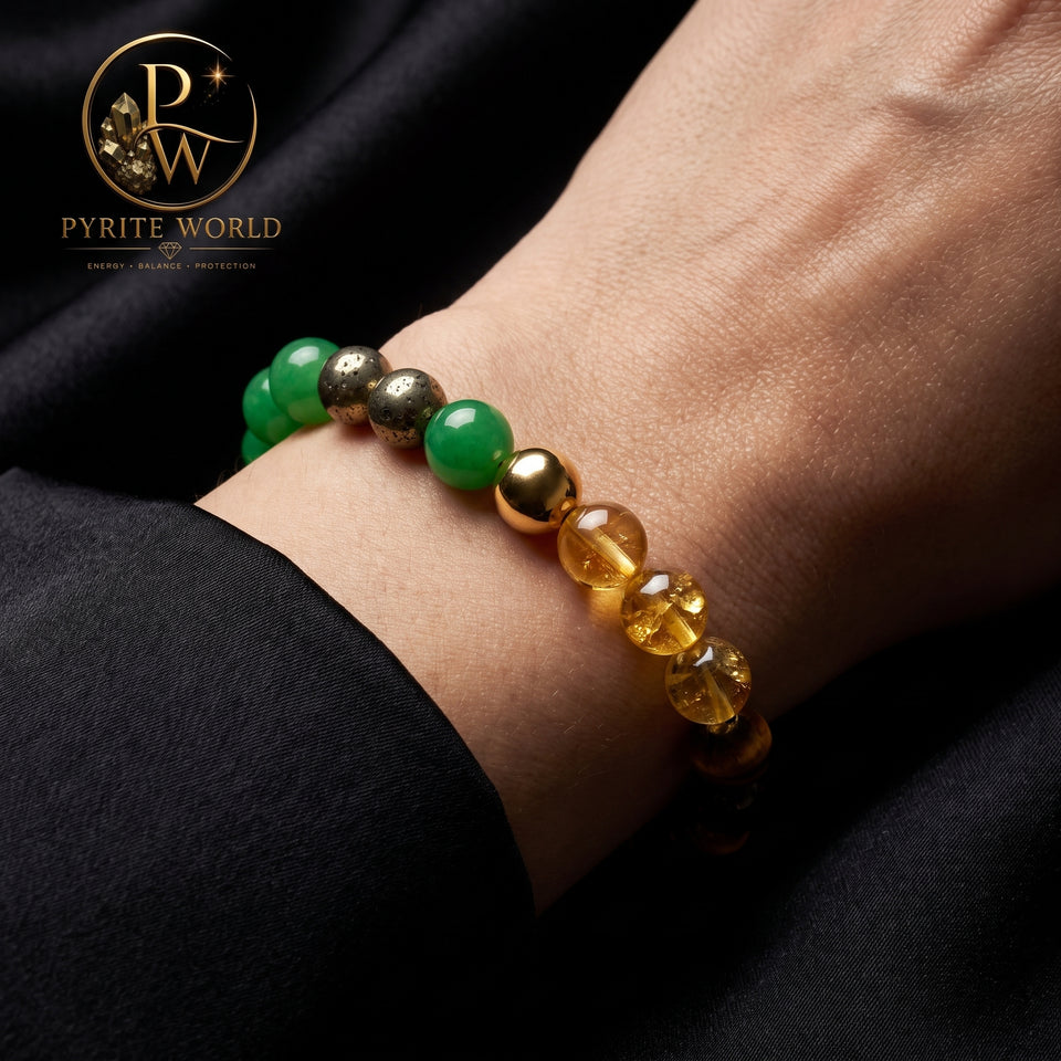 Pyrite World Tiger Eye Bracelet | Natural Tiger Eye Stone Beaded Bracelet for Courage, Protection, Confidence, Positive Energy & Daily Wear