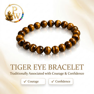 Pyrite World Tiger Eye Bracelet | Natural Tiger Eye Stone Beaded Bracelet for Courage, Protection, Confidence, Positive Energy & Daily Wear