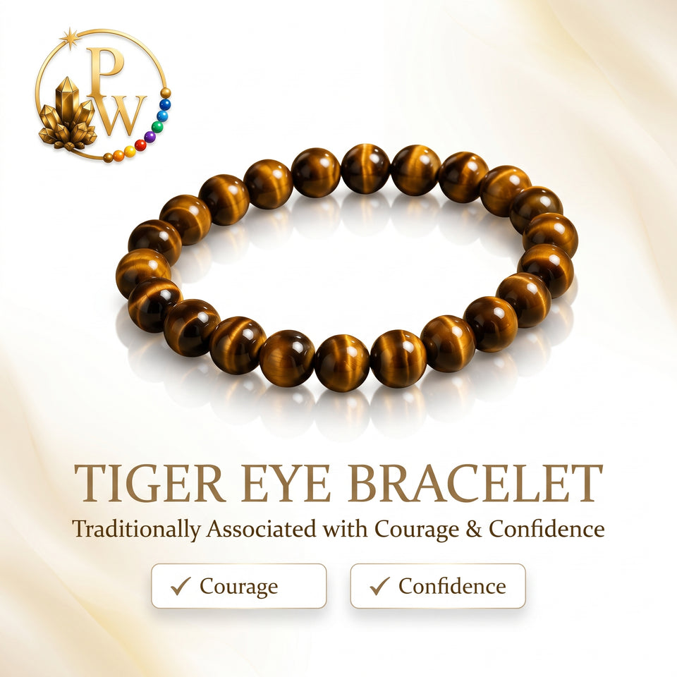 Pyrite World Tiger Eye Bracelet | Natural Tiger Eye Stone Beaded Bracelet for Courage, Protection, Confidence, Positive Energy & Daily Wear