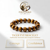 Pyrite World Tiger Eye Bracelet | Natural Tiger Eye Stone Beaded Bracelet for Courage, Protection, Confidence, Positive Energy & Daily Wear